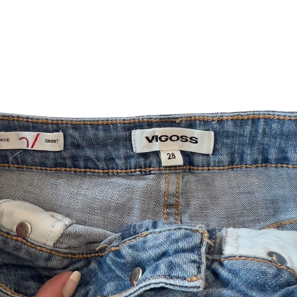 Vigoss women's size 28 light wash high waist frayed edge denim jean shorts #2685 - Picture 8 of 10